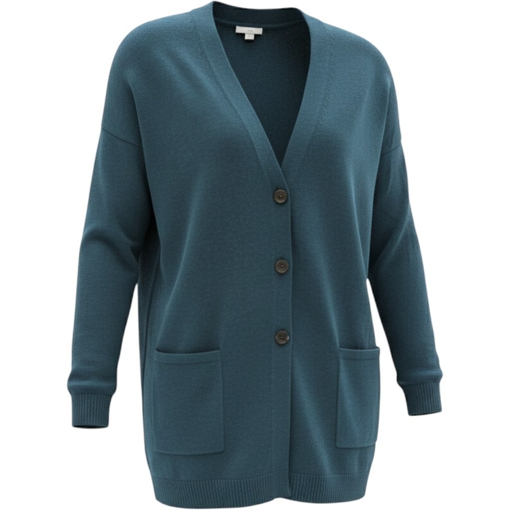 J. Jill Cardigan Sweater Womens XL Teal COTTON V-Neck Button Front Patch Pocket